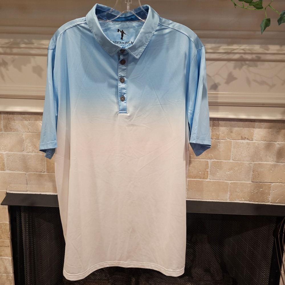 Anderson Ord Mens M blue Ombre Golf Polo